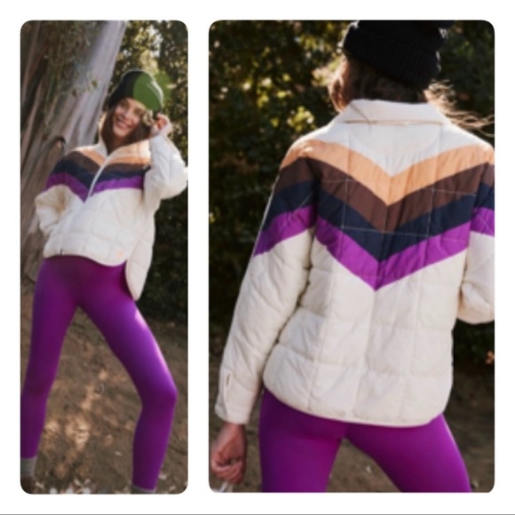 Free People X HATCH PRINTED PUFFER JACKET SIZE LARGE NEW